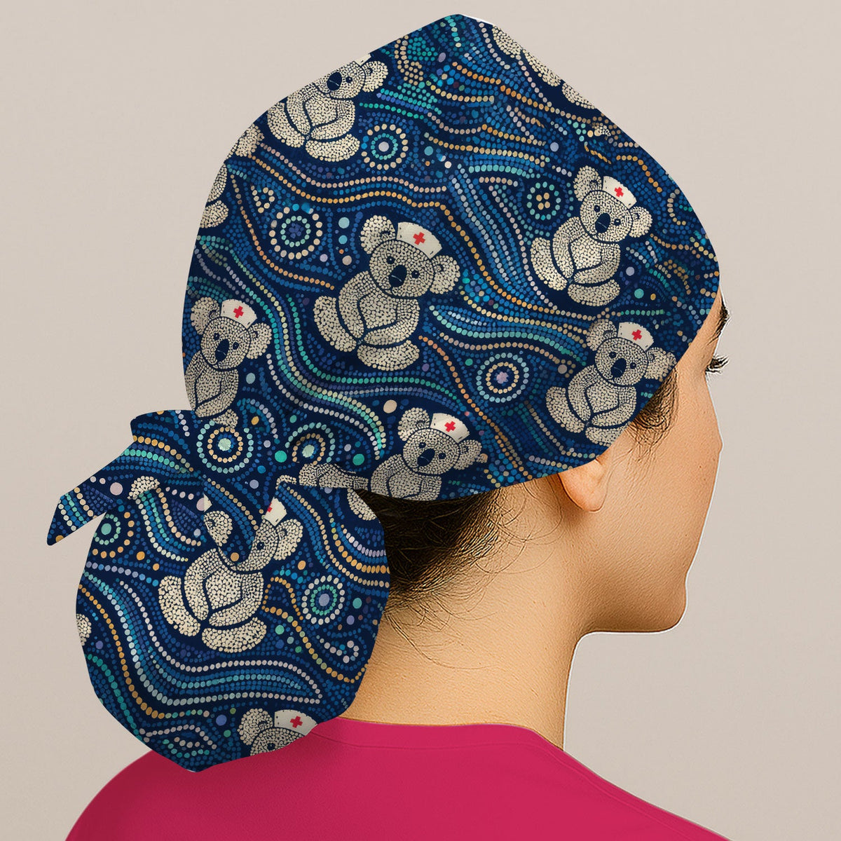 Koala Aboriginal Dot Art Nurse Scrub Cap