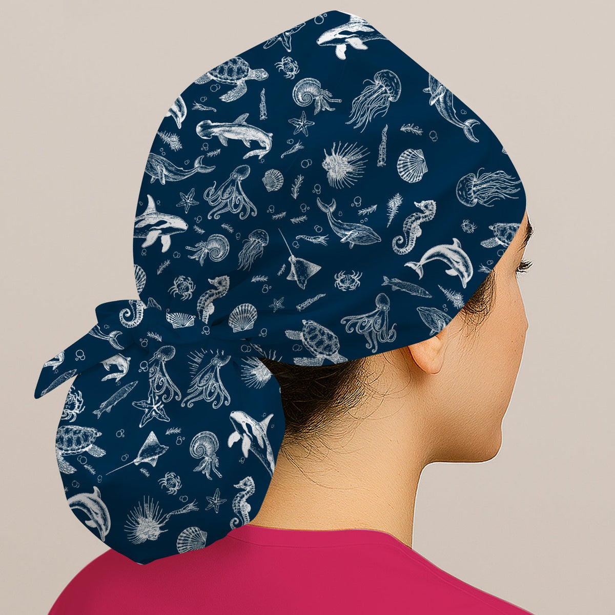 Marine Sea Life Scrub Cap