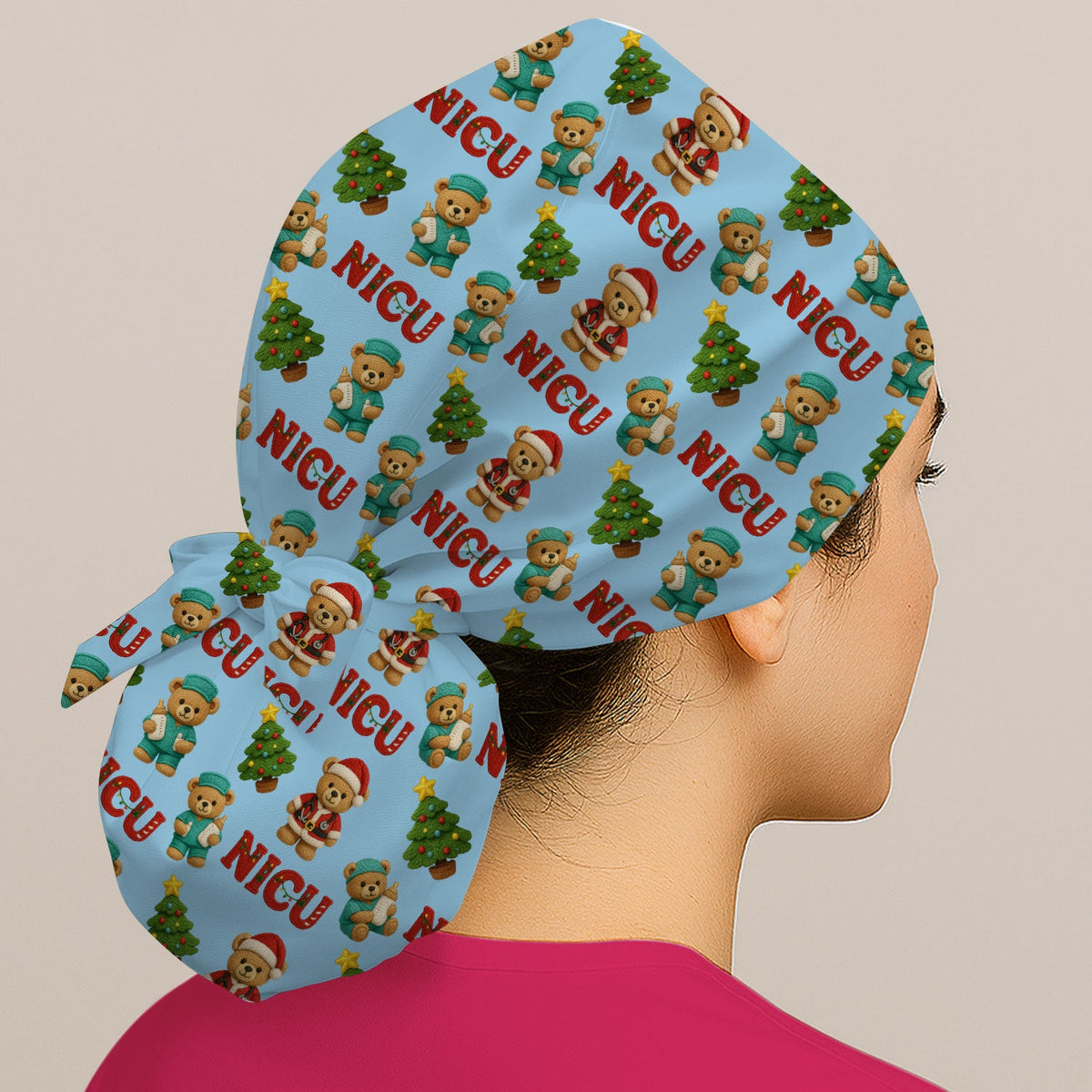 NICU Nurse Teddy Bear Scrub Cap - Christmas Gift
