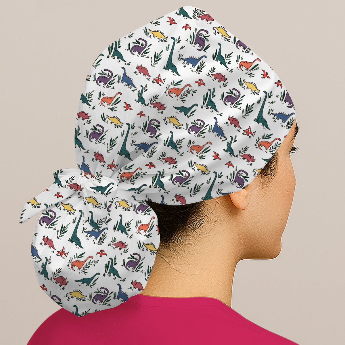 Dinosaur Leafy Garden Scrub Cap