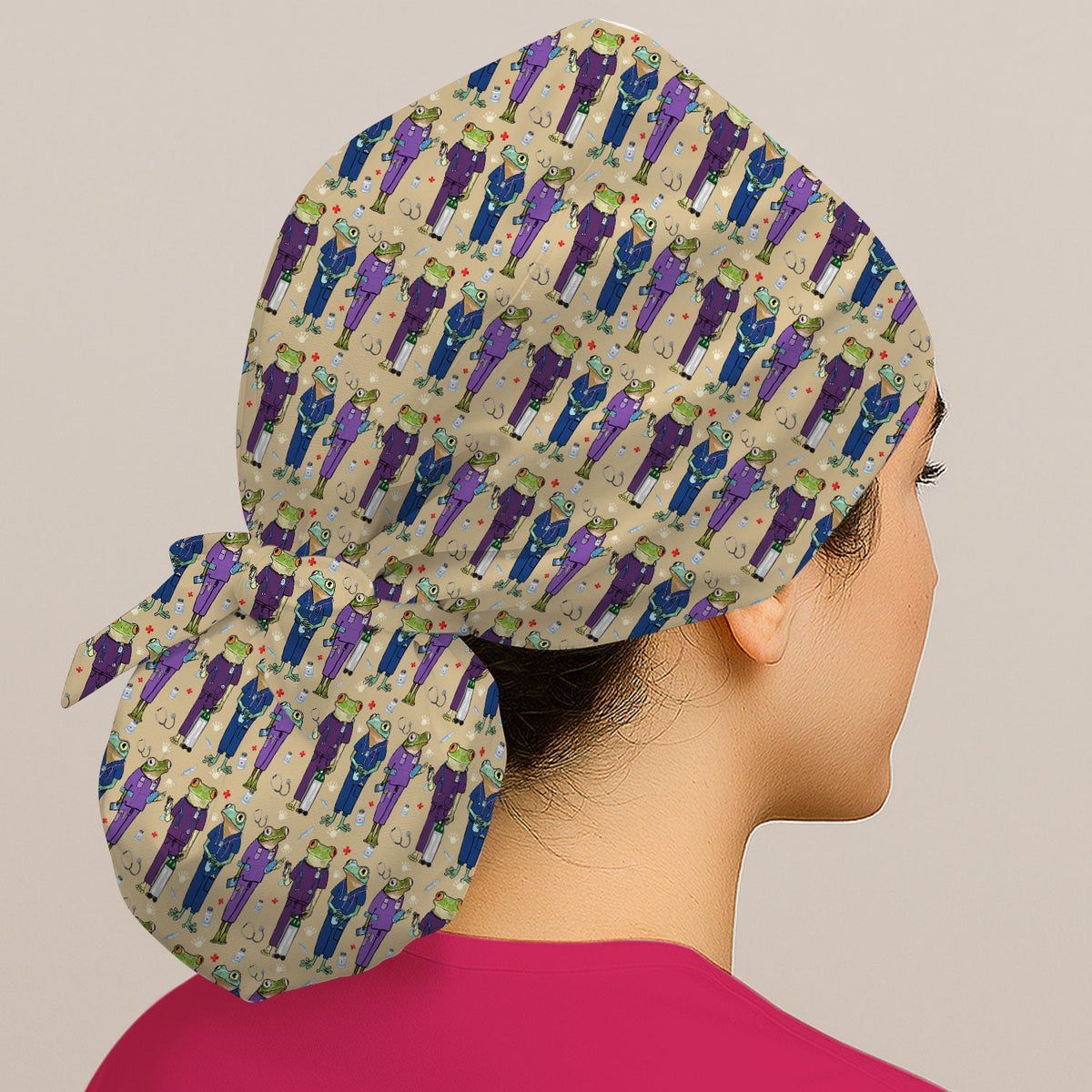Frog Nurse Print Scrub Cap