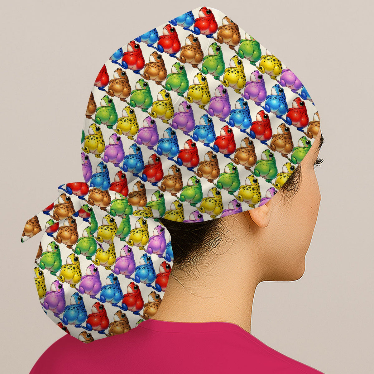Colorful Frogs Scrub Cap