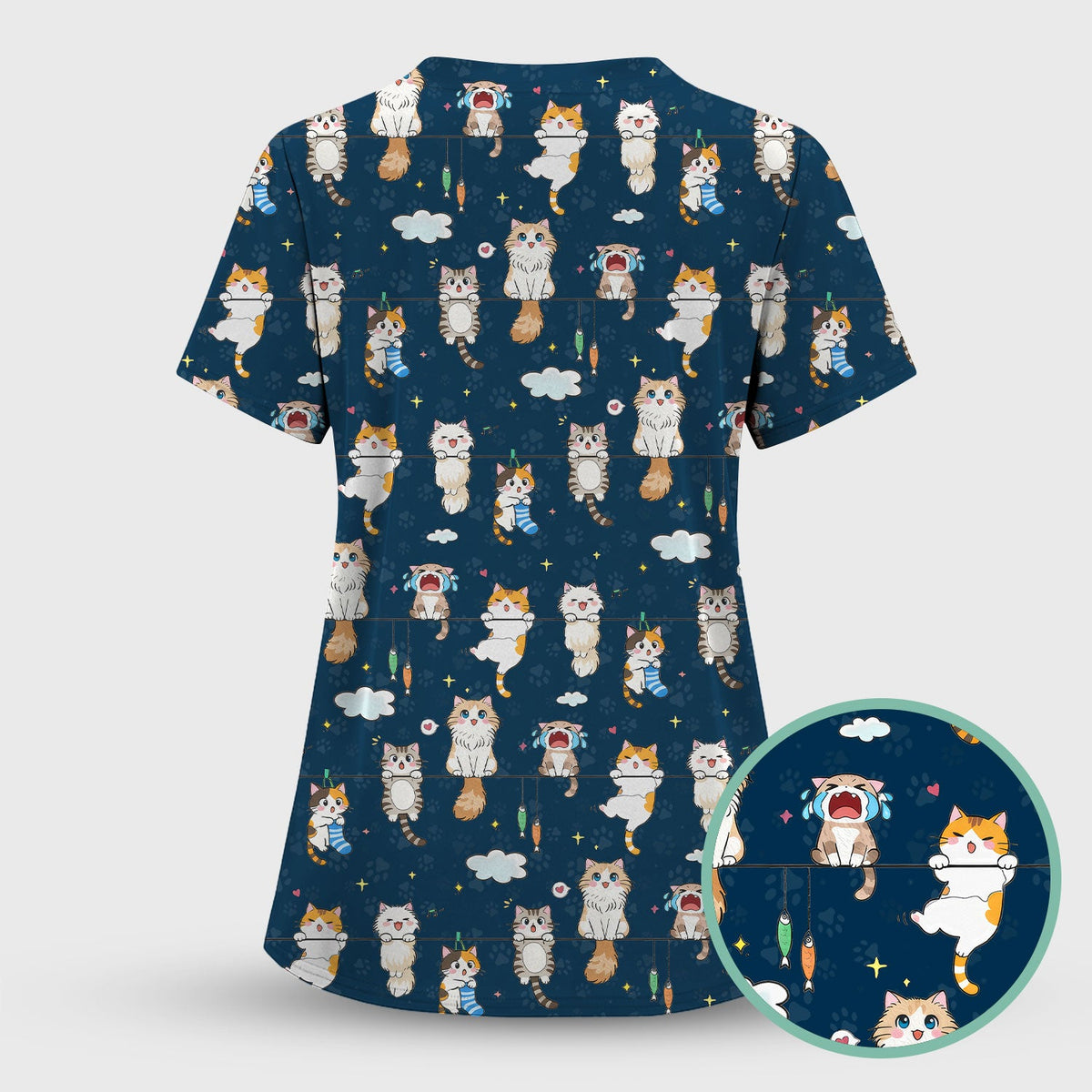 Cats With Cute Expressions Nurse Scrub Set