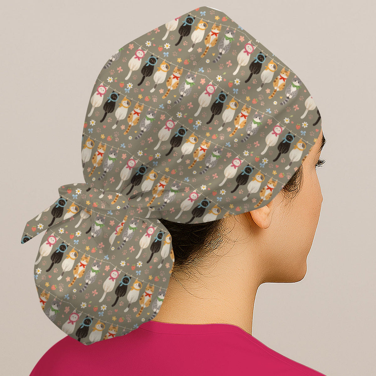 Cat Clothesline Scrub Cap