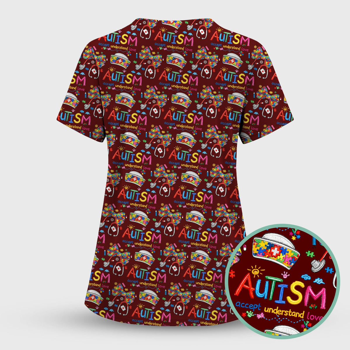 Autism Awareness Accept Understand Love Nurse Scrub Set