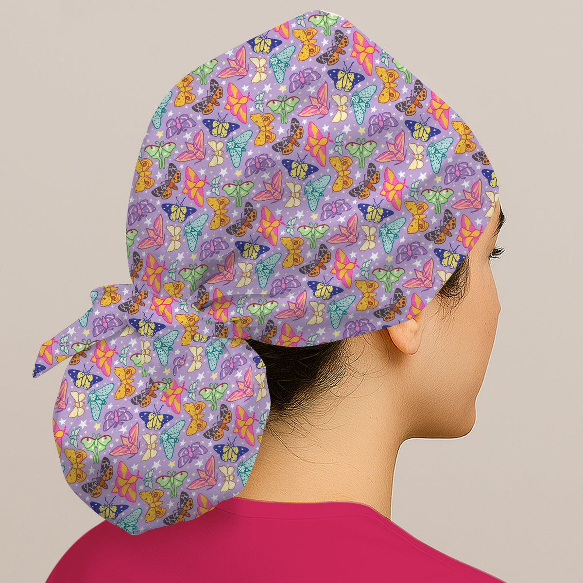 Colorful Butterfly Moth Garden Scrub Cap