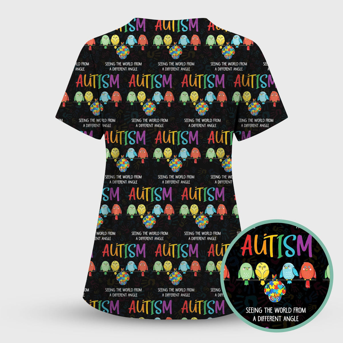 Autism Seeing The World From A Different Angle Nurse Scrub Set