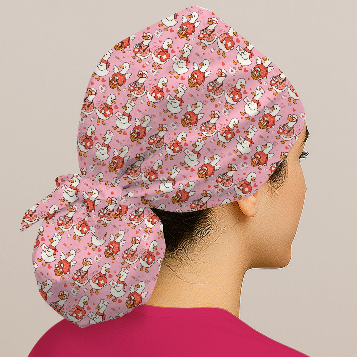 Valentine Goose Nurse Heart Scrub Cap