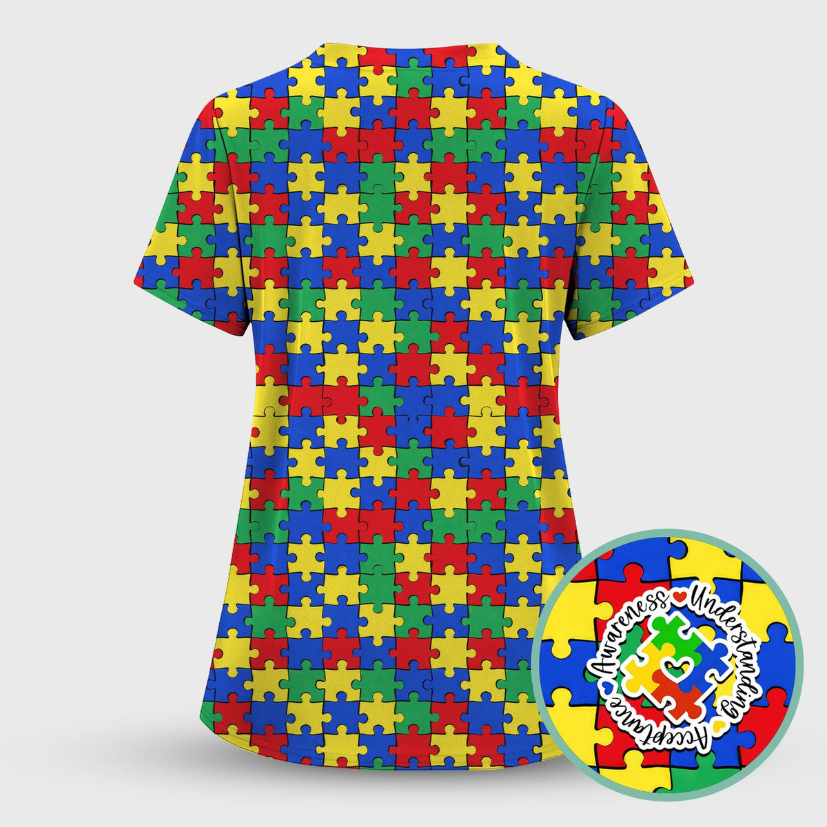 Autism Awareness Puzzle Nurse Scrub Set