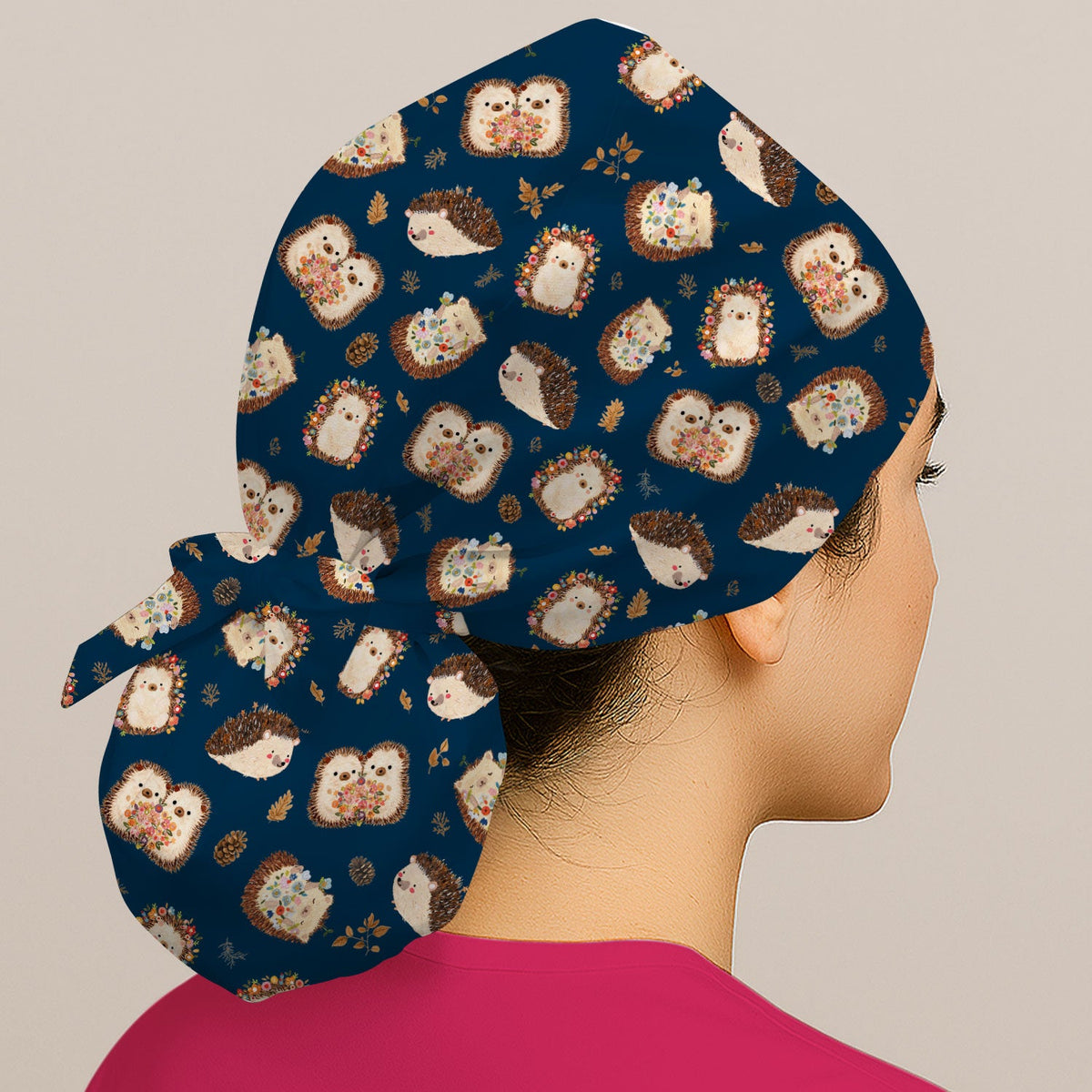 Hedgehog Floral Scrub Cap
