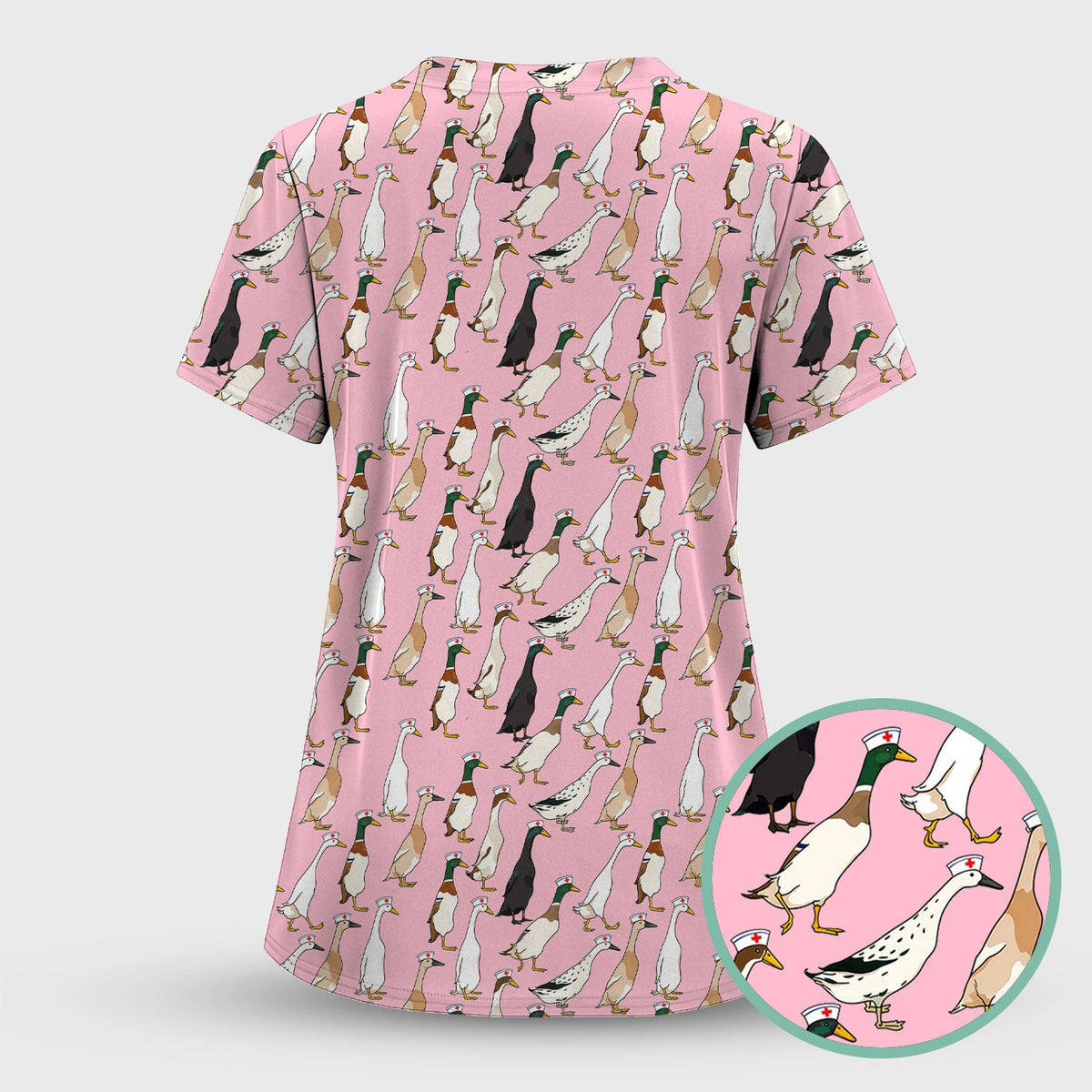 Duck Pattern Nurse Scrub Set