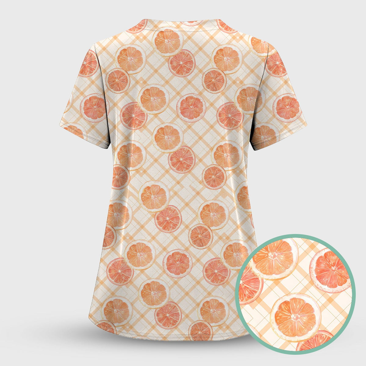 Fresh Grapefruit Slice Nurse Scrub Top