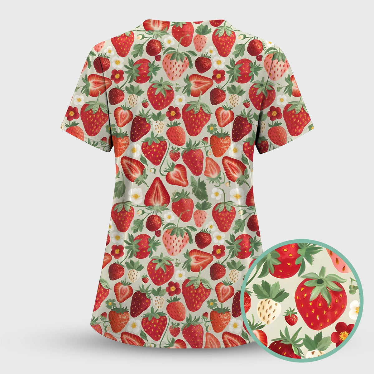 Fresh Strawberry Leaves Nurse Scrub Top
