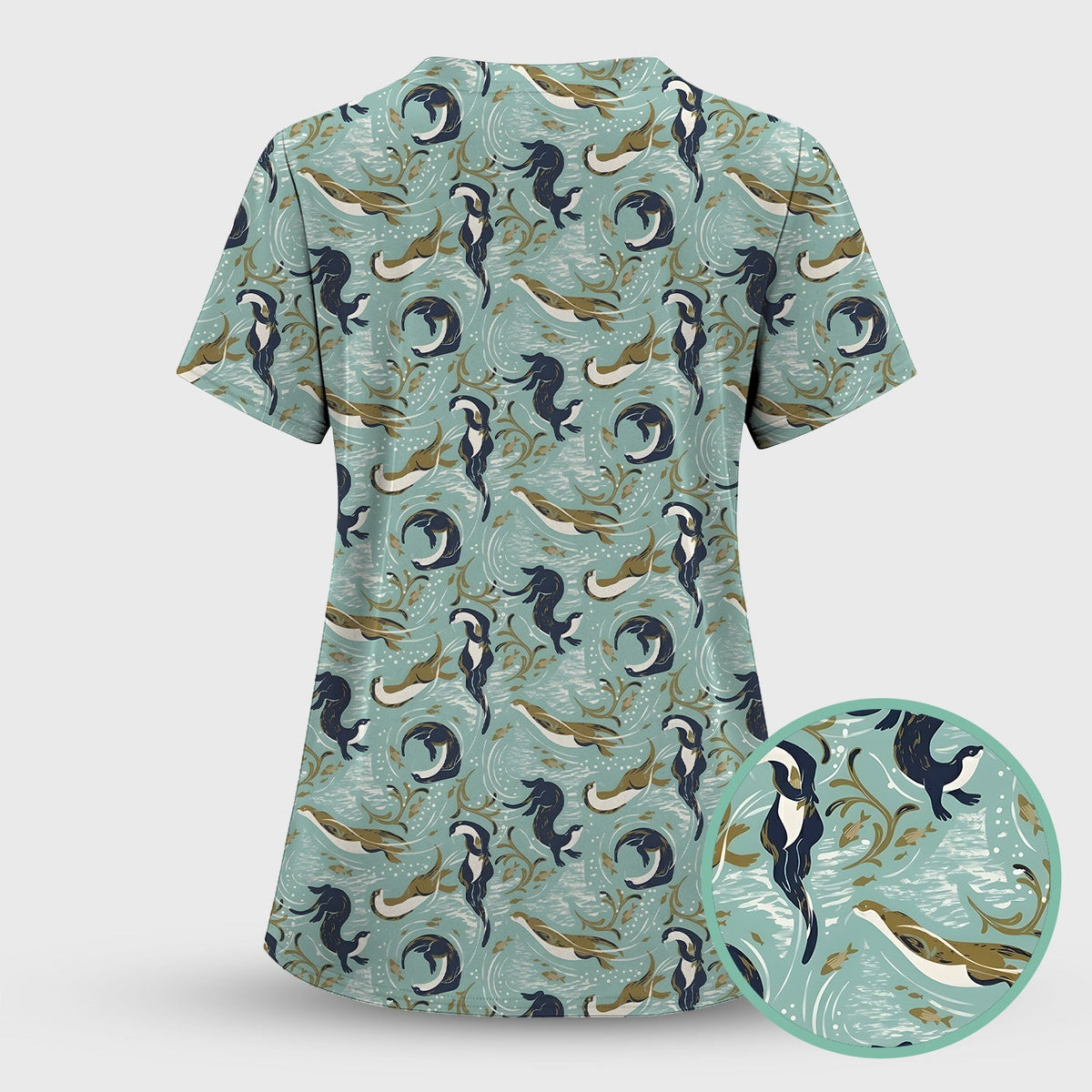 Sea Otter Wave Coastal Nurse Scrub Set