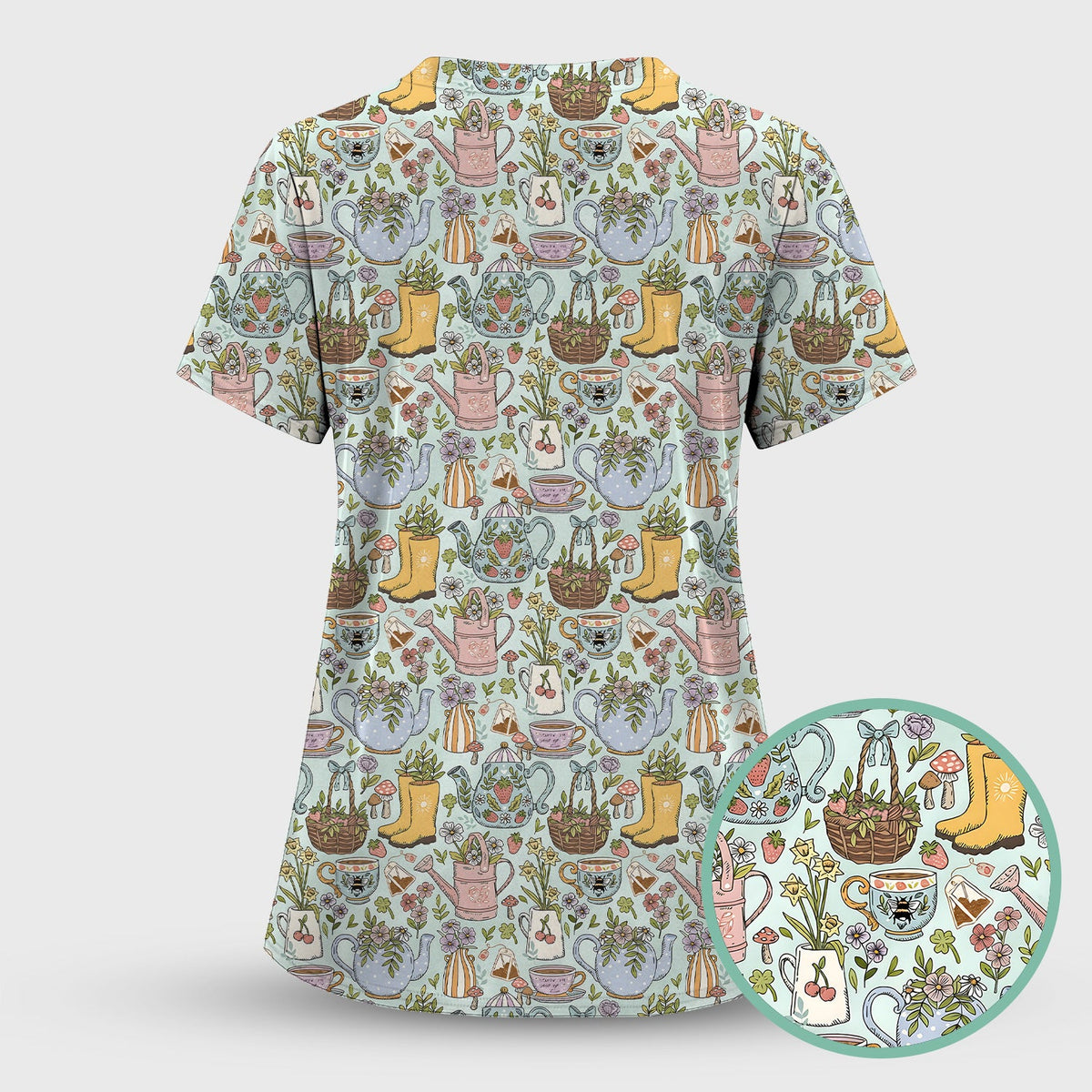Garden Tea Party Floral Nurse Scrub Set