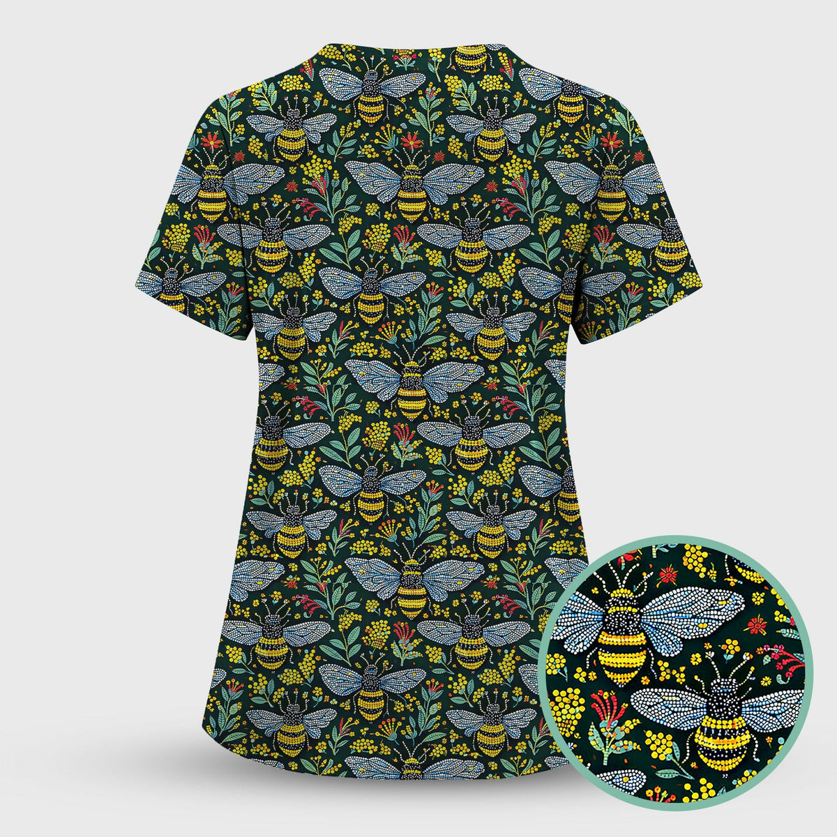 Honey Bee Wildflower Garden Nurse Scrub Set