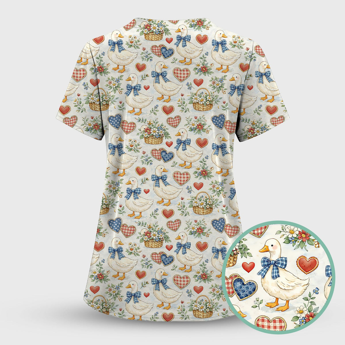 Duck Heart Floral Nurse Scrub Set
