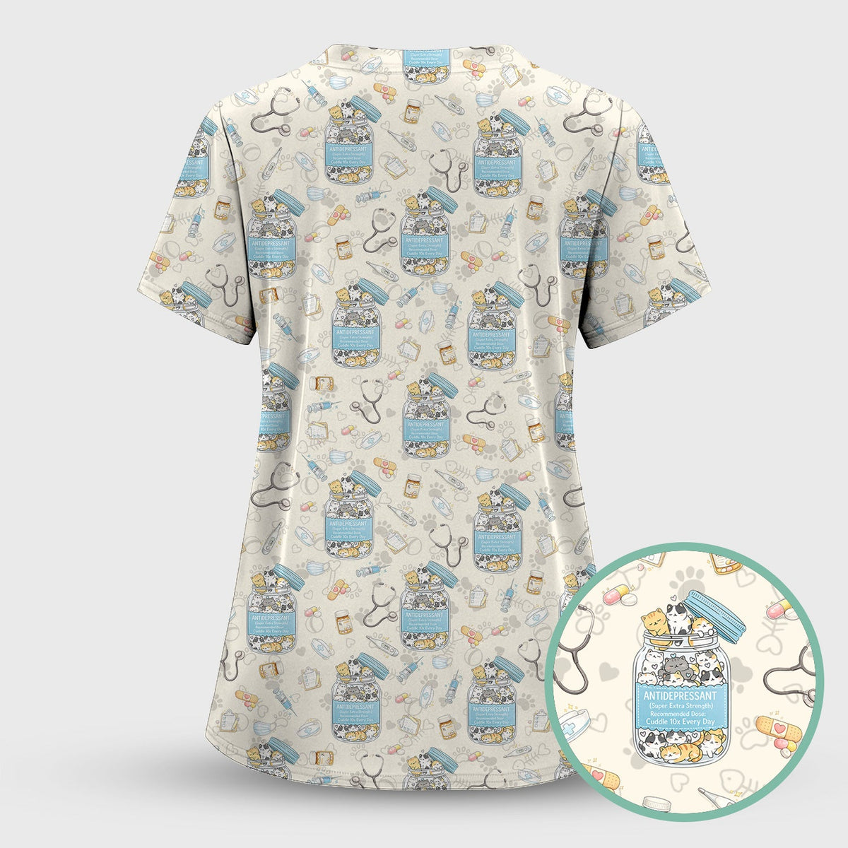 Antidepressant Cat Jar Nurse Scrub Set