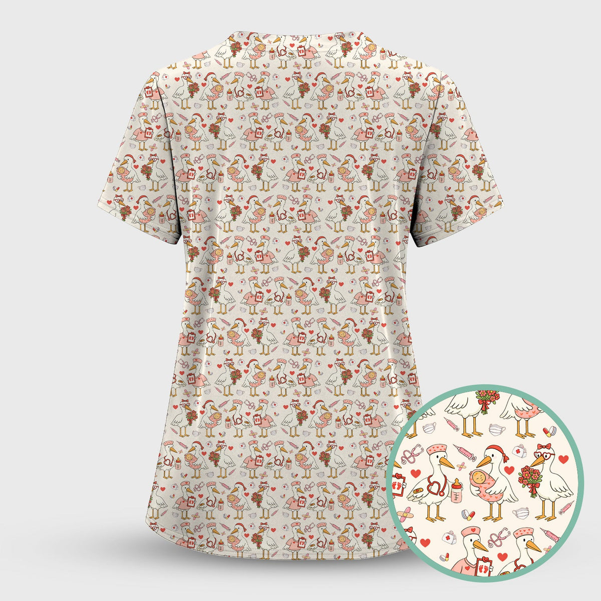 Valentine Goose Nurse Scrub Set