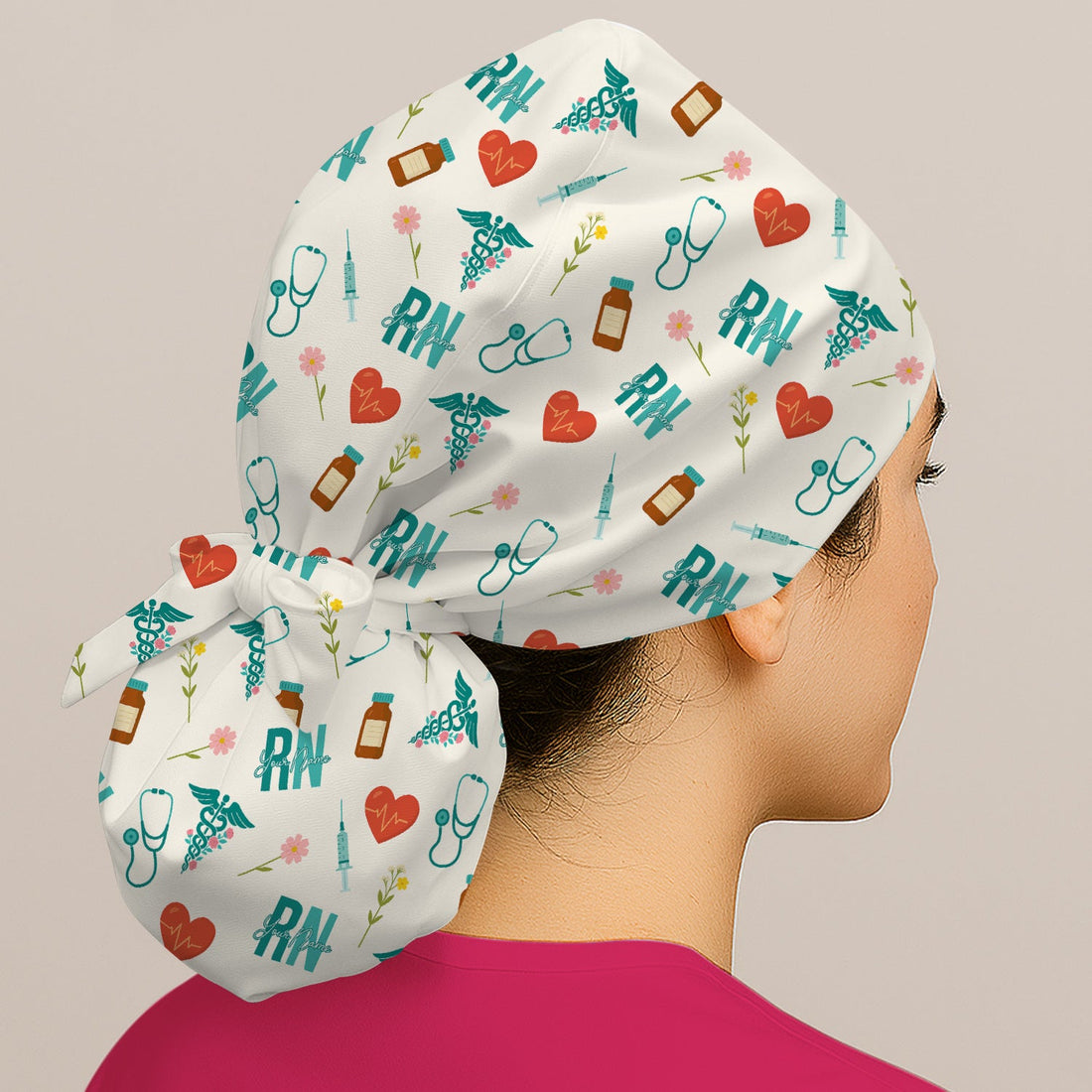 Personalized Cute Floral Scrub Cap