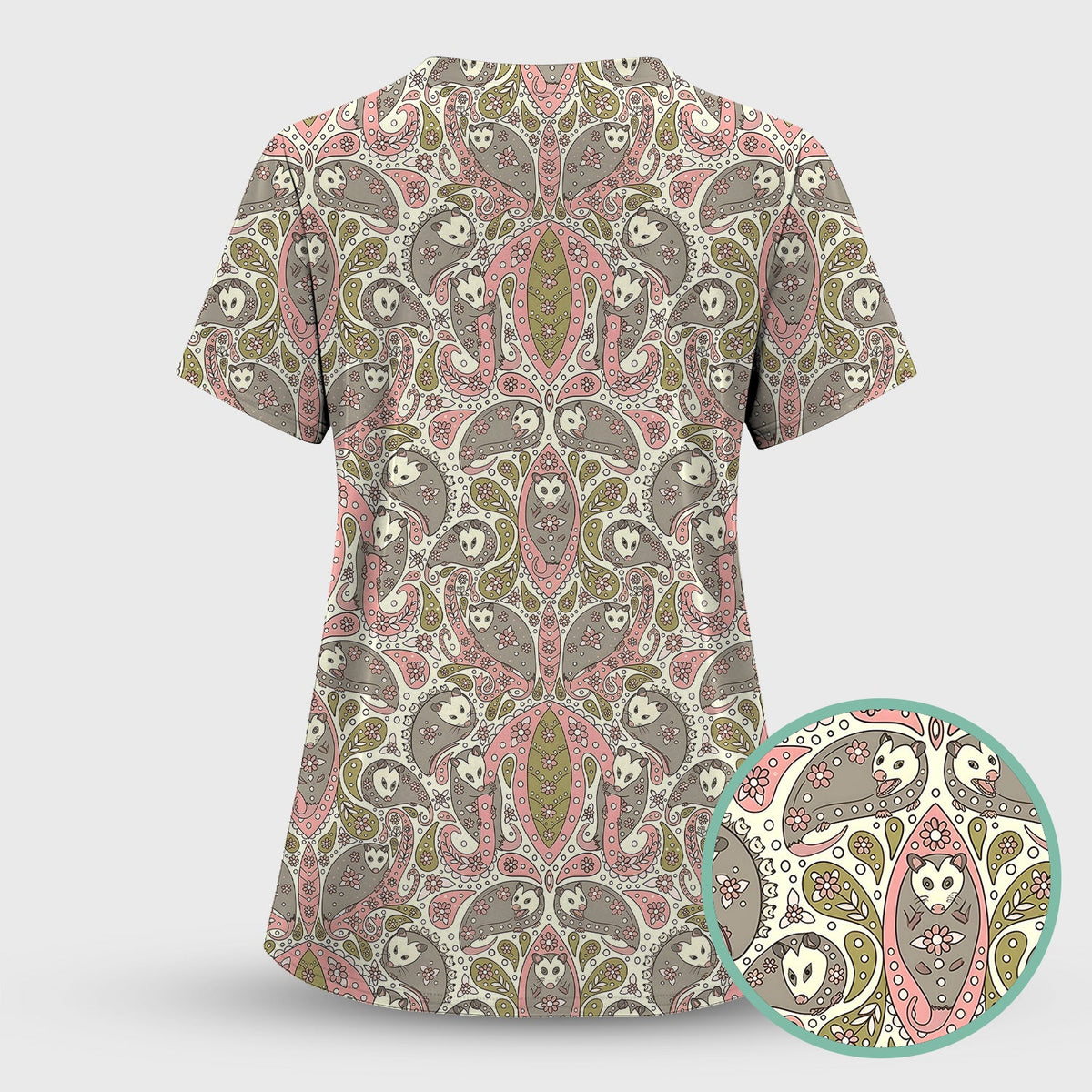Opossum Paisley Nurse Scrub Top