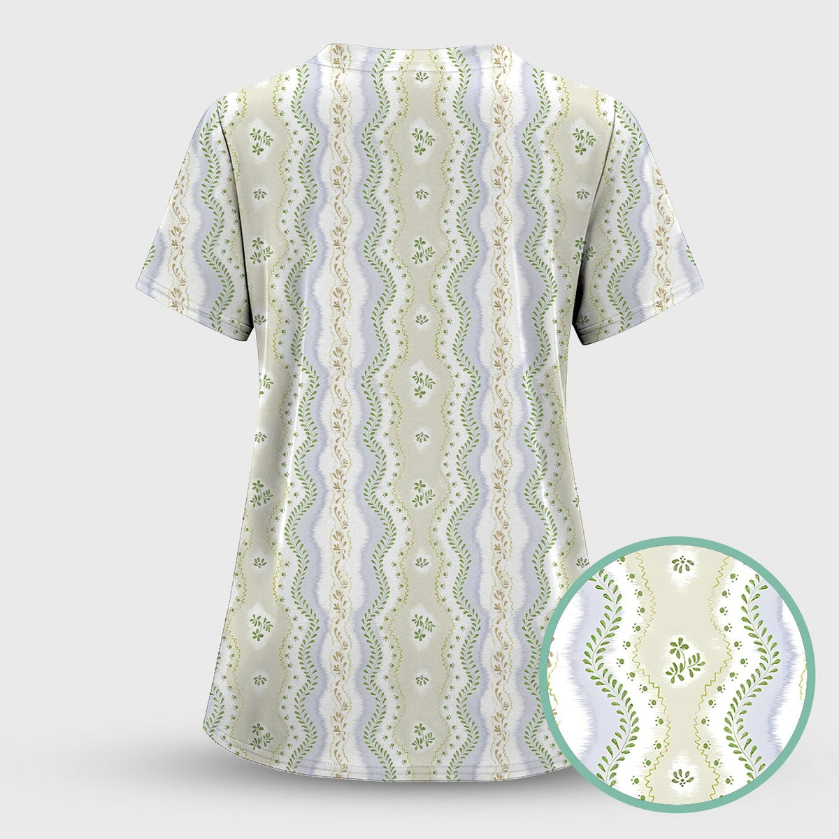 Wavy Stripe Botanical Nurse Scrub Set