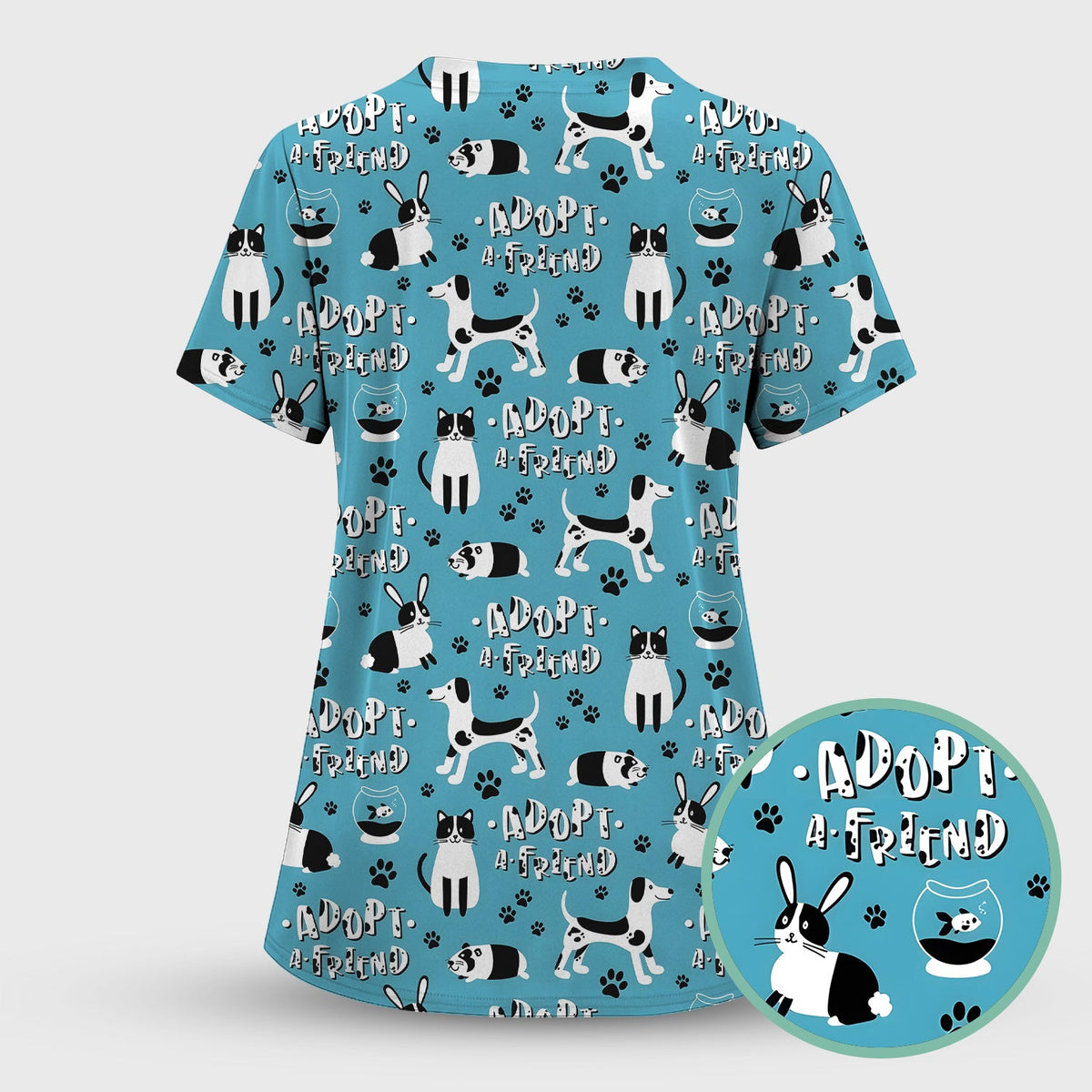 Cute Adopt A Friend Pet Nurse Scrub Top