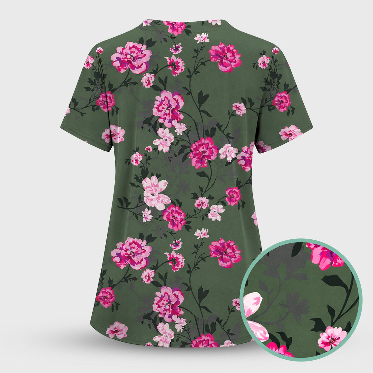 Pink Floral Blossom Nurse Scrub Set