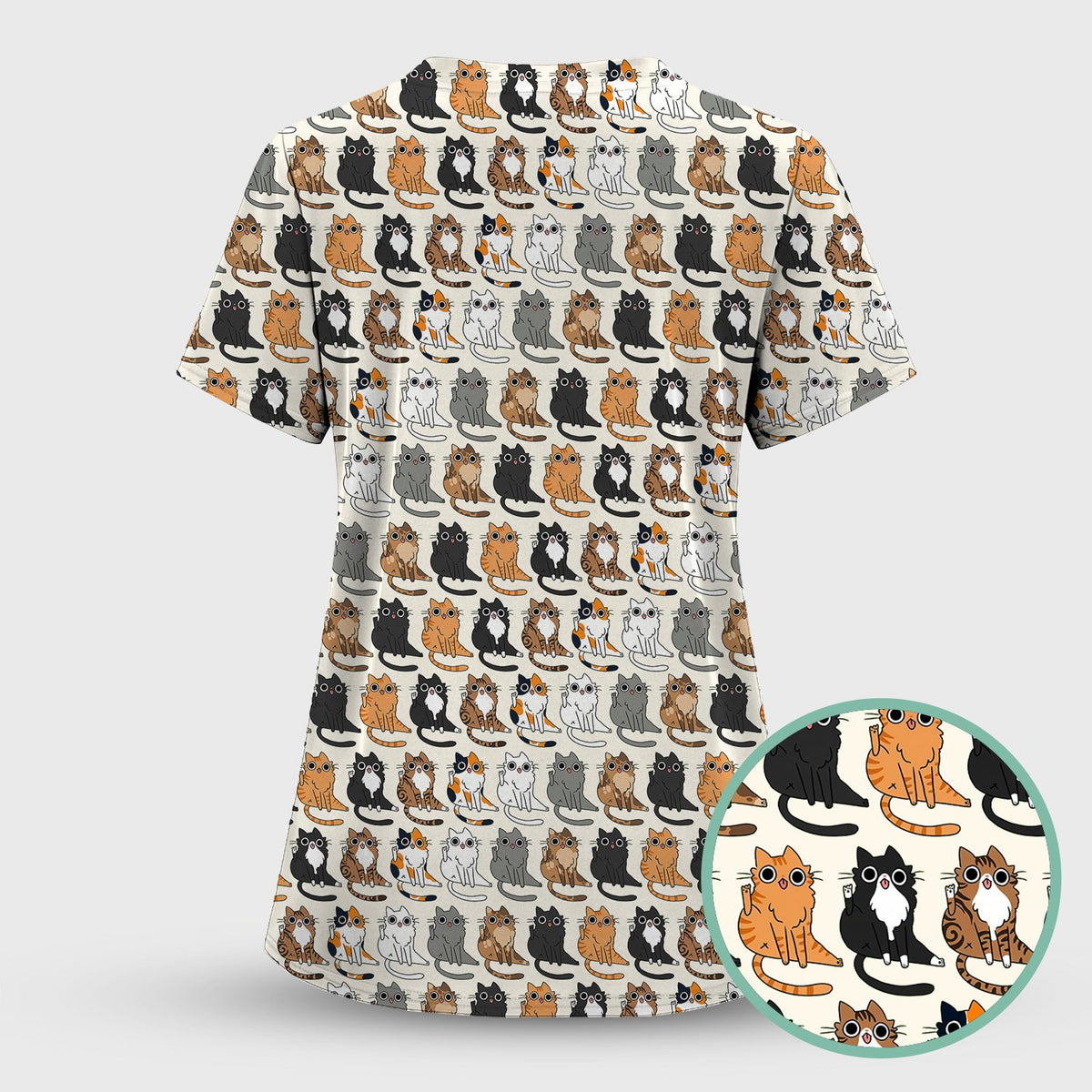 Cat Pattern Nurse Scrub Set