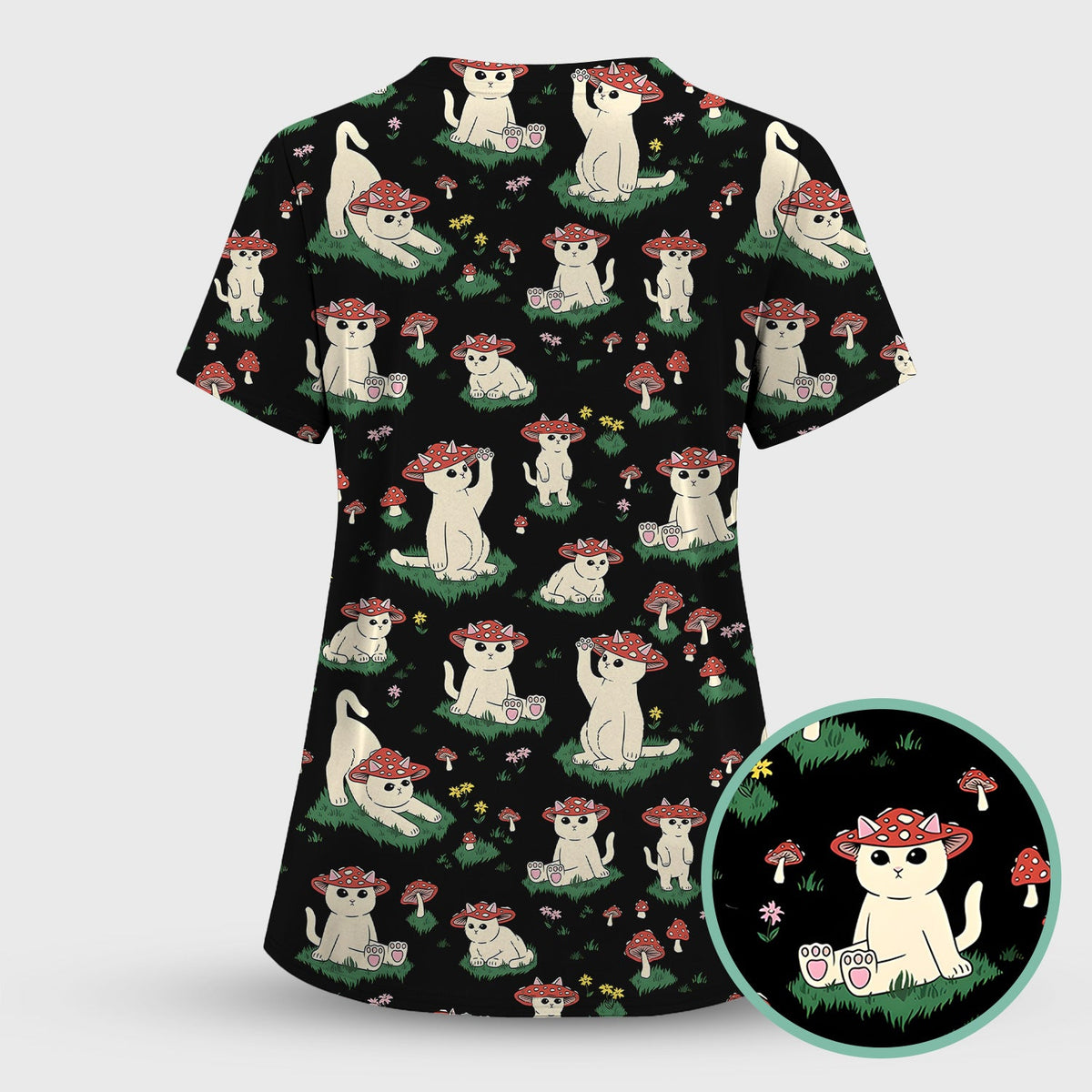 Mushroom Cat Nurse Scrub Set