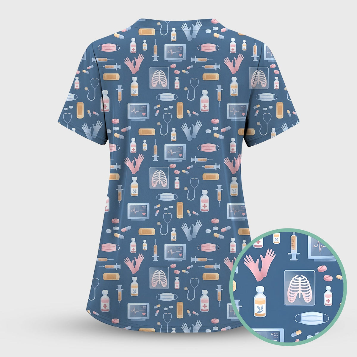 Medical Tools Gloves Syringe Nurse Scrub Top