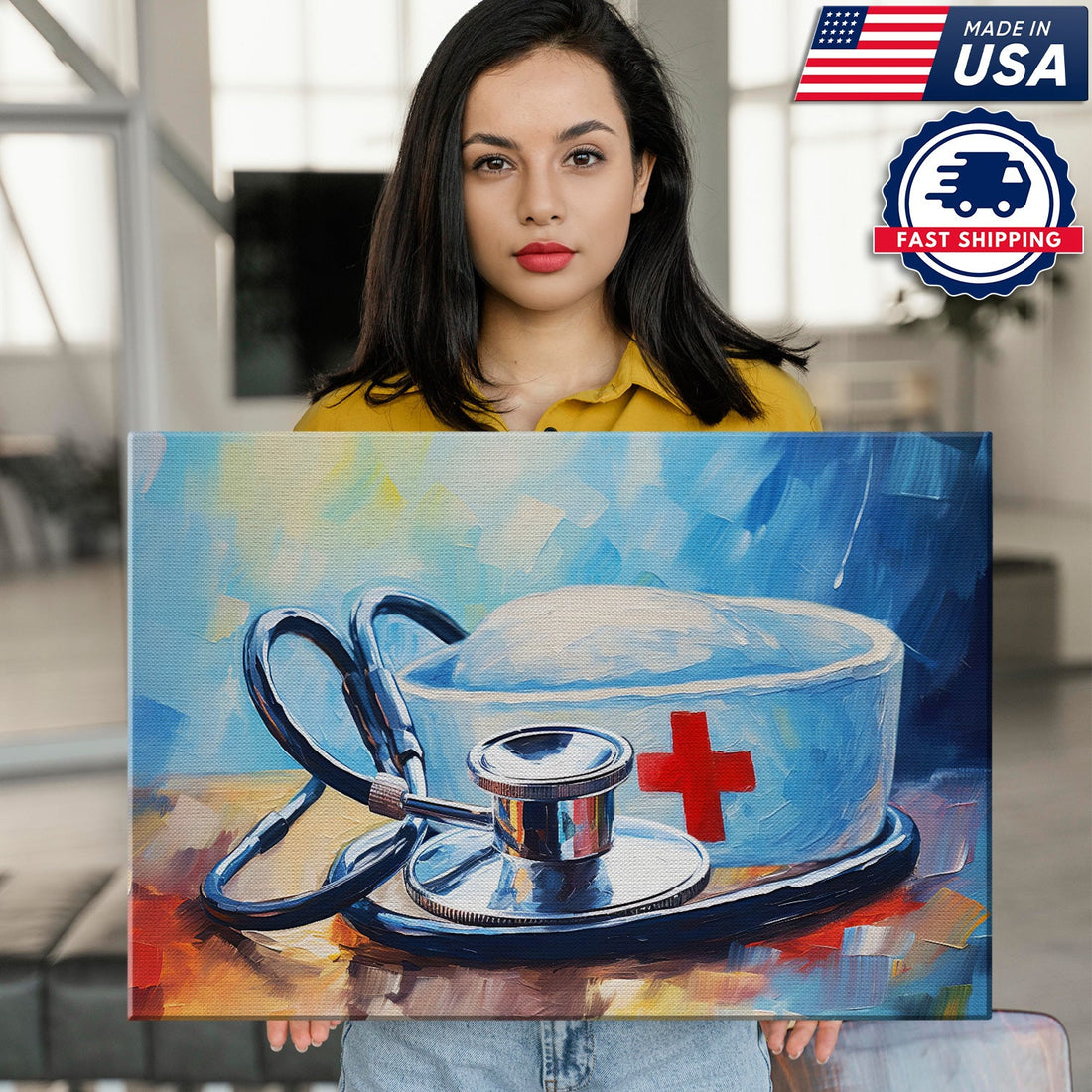Nurse Hat And Stethoscope Canvas