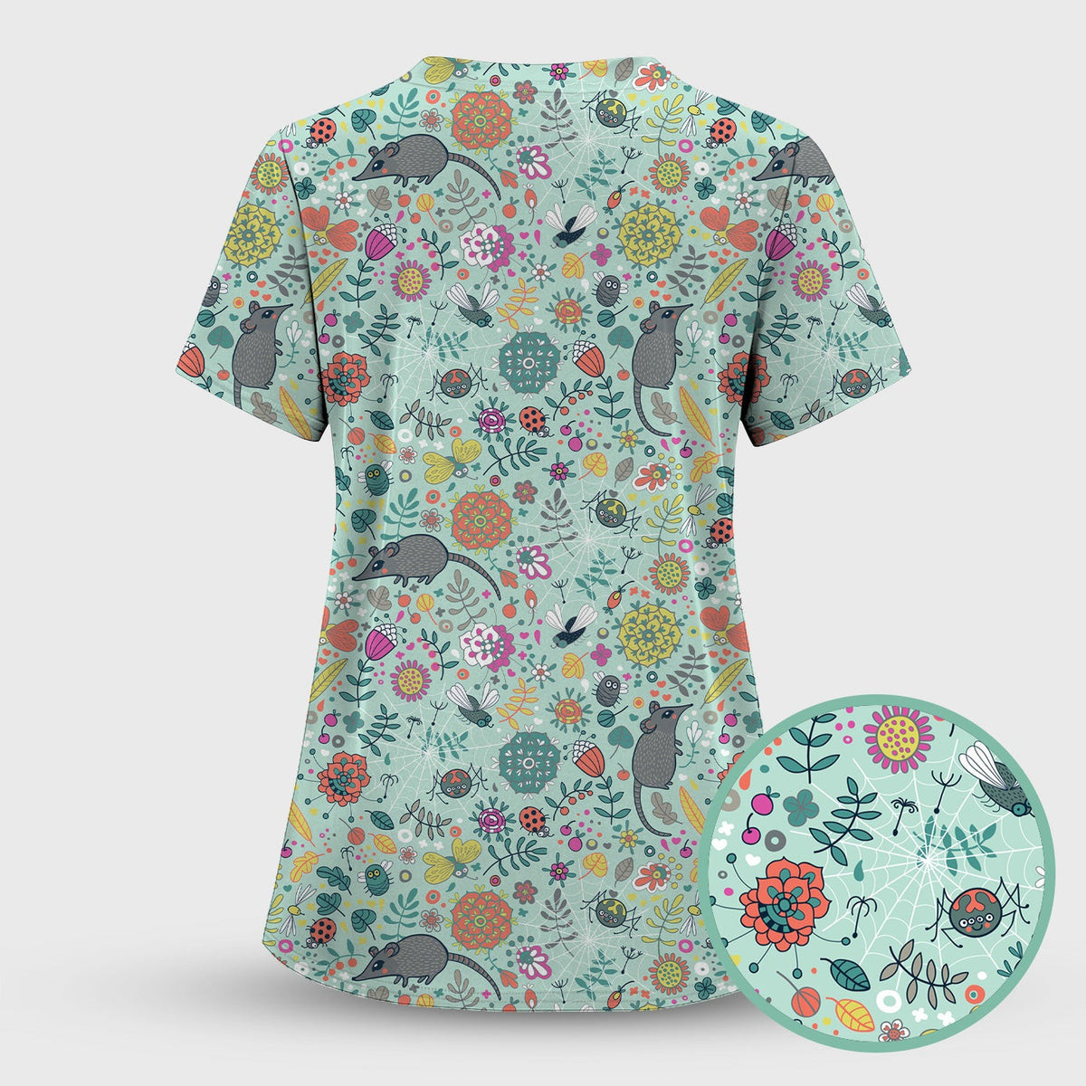 Woodland Mouse Floral Nurse Scrub Set