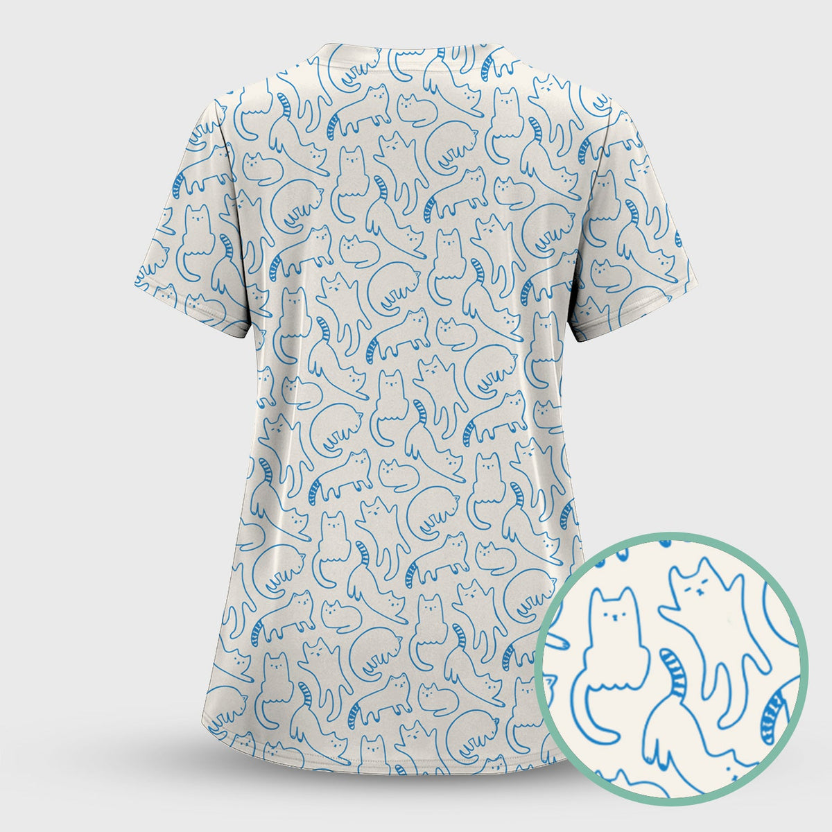 Artistic Cat Nurse Scrub Top