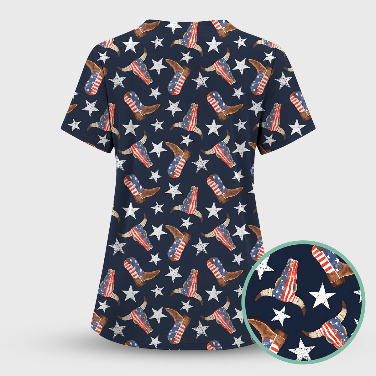 Western Boots Stars Nurse Scrub Set