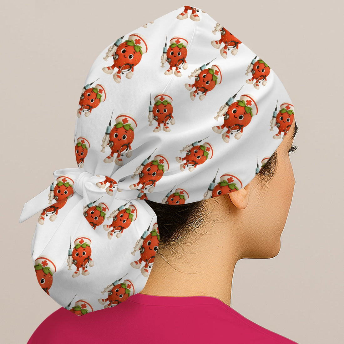Personalized Strawberry Syringe Scrub Cap