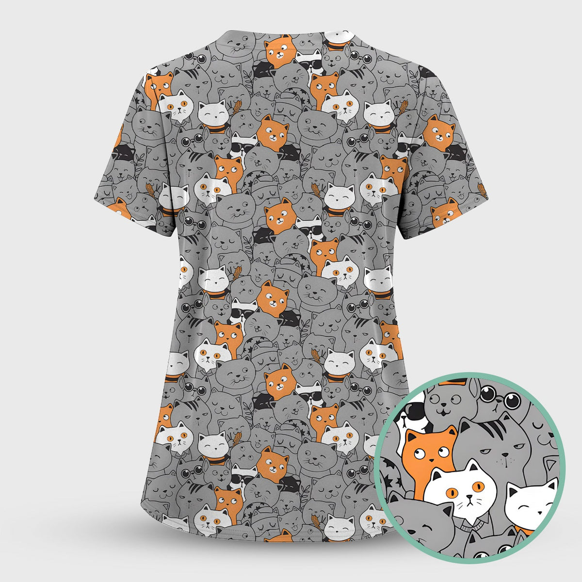 Cats Cute Expressions Nurse Scrub Set