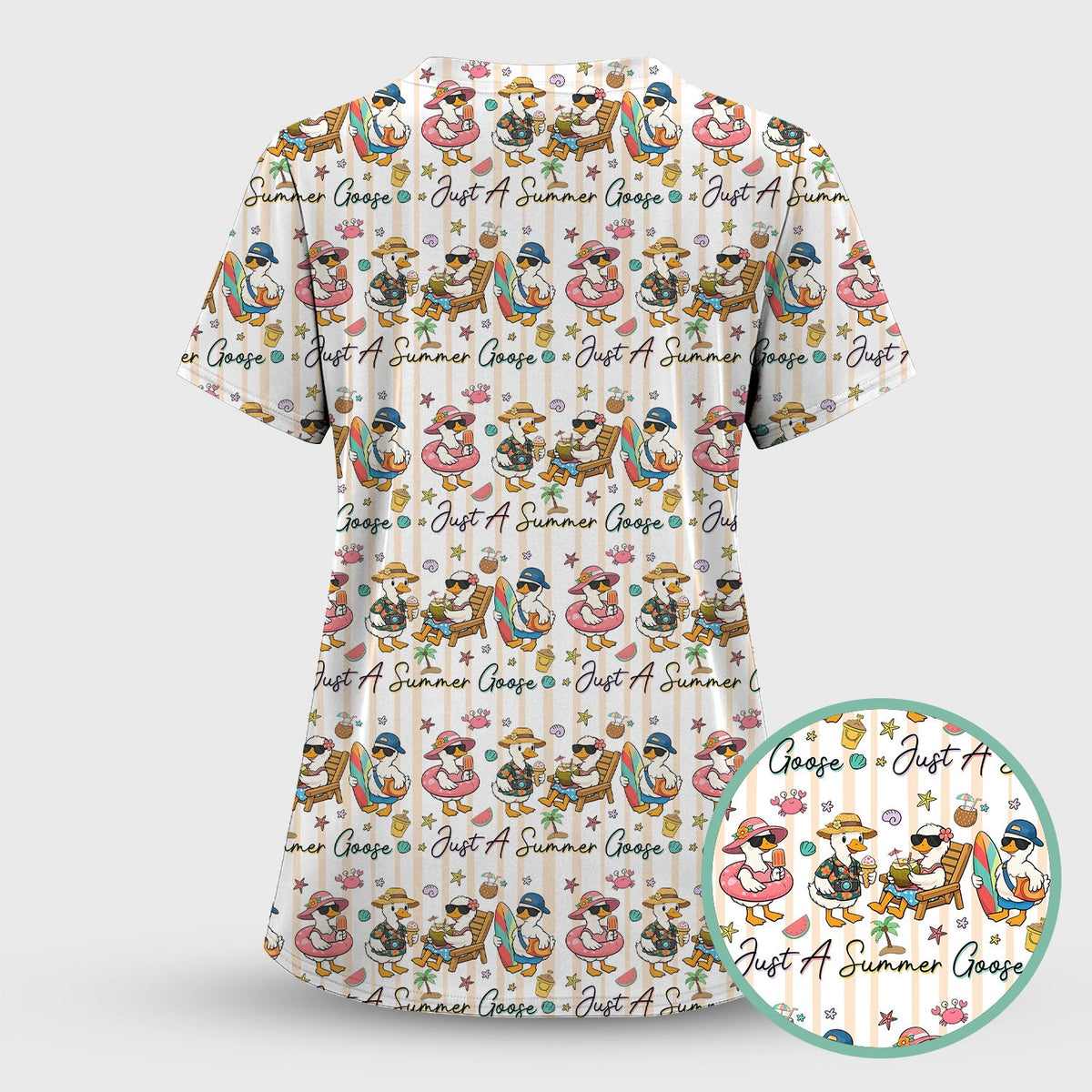 Summer Beach Goose Vacation Nurse Scrub Set