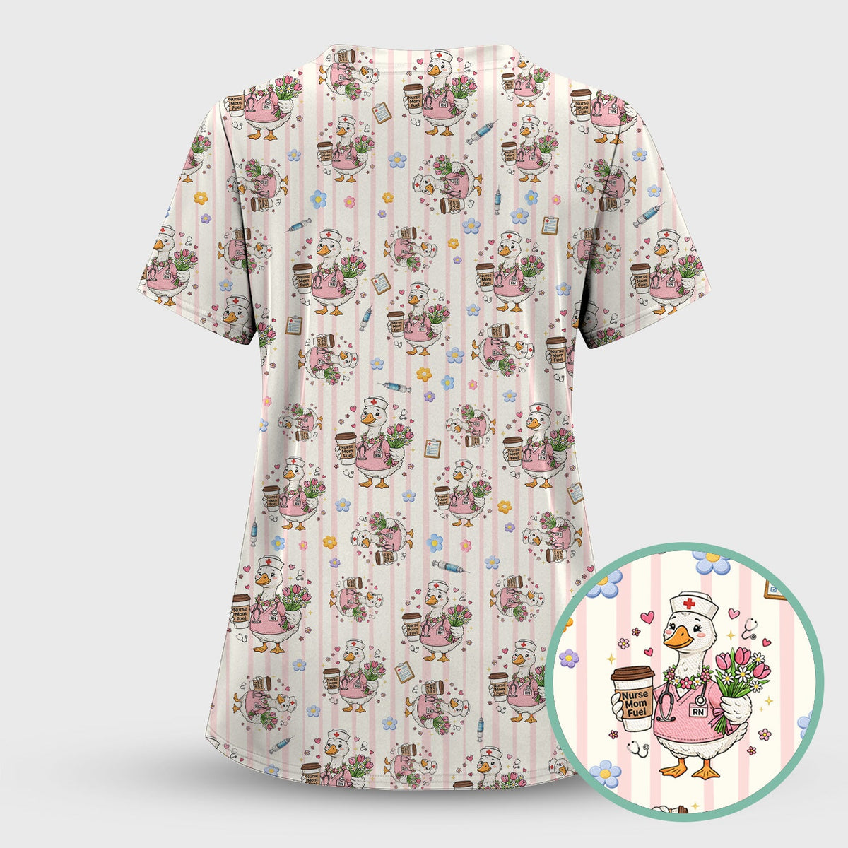 Cartoon Nurse Goose Scrub Top