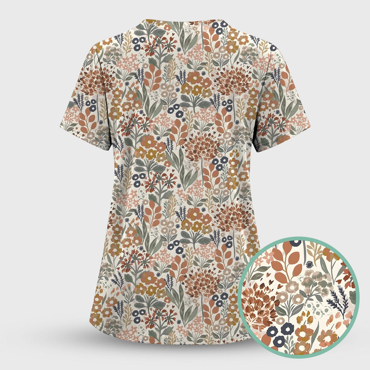 Vintage Botanical Floral Nurse Scrub Set