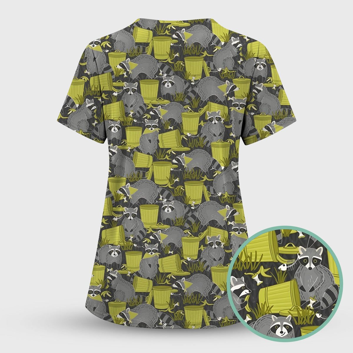 Raccoon Trash Panda Nurse Scrub Top