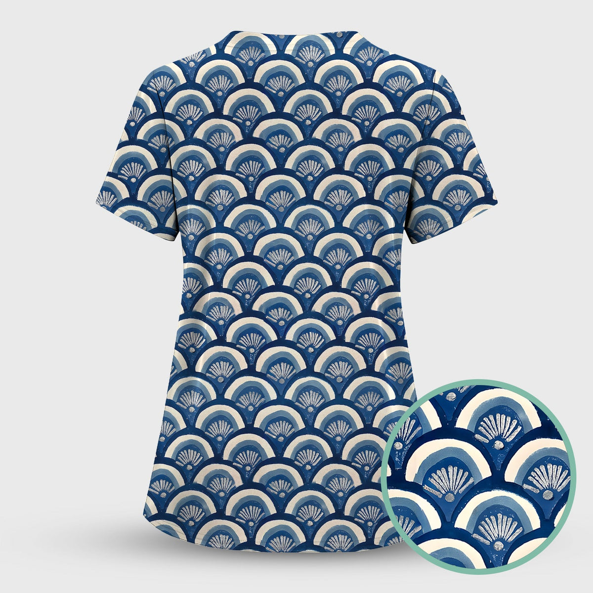 Blue Seashell Nurse Scrub Set
