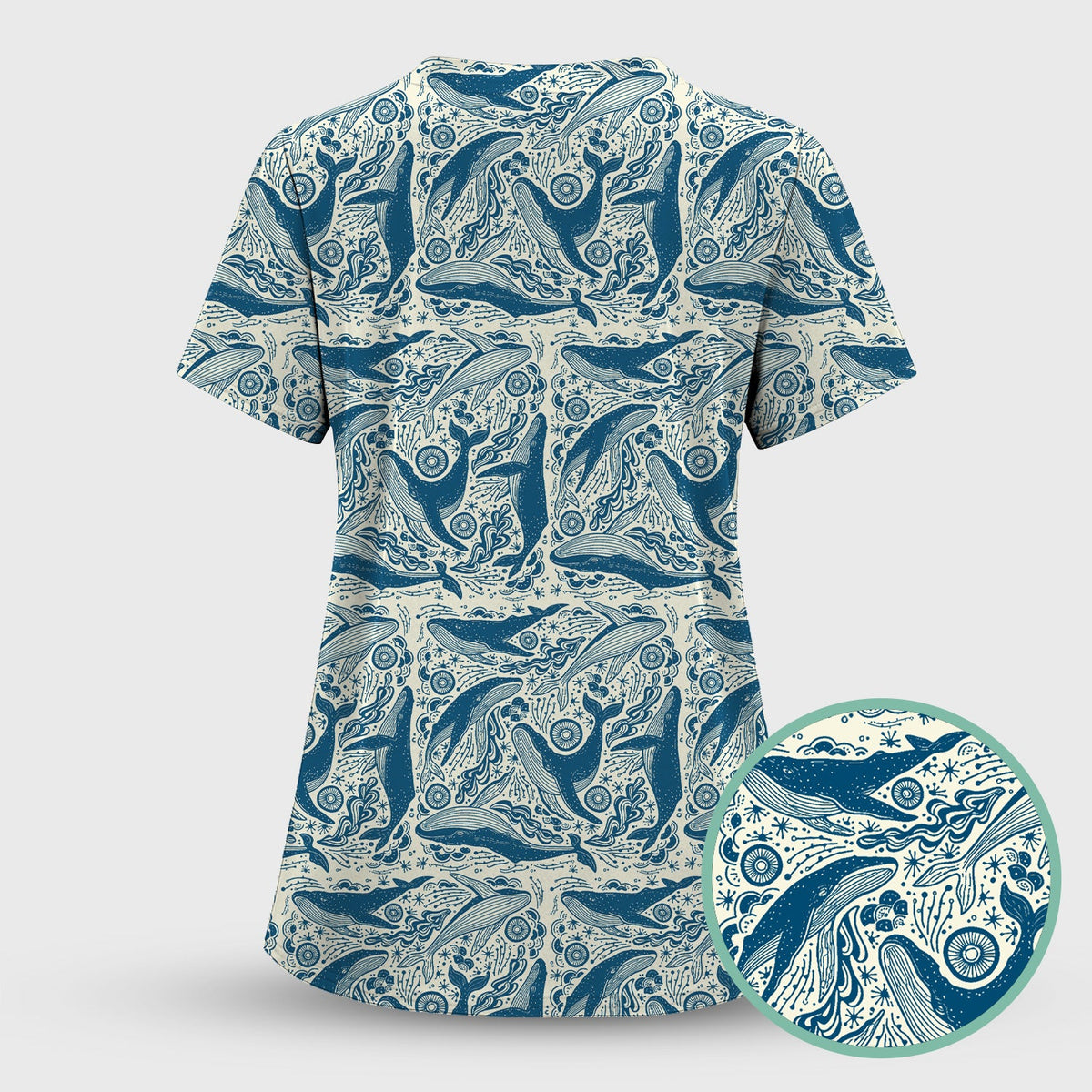 Blue Whale Ocean Nurse Scrub Top