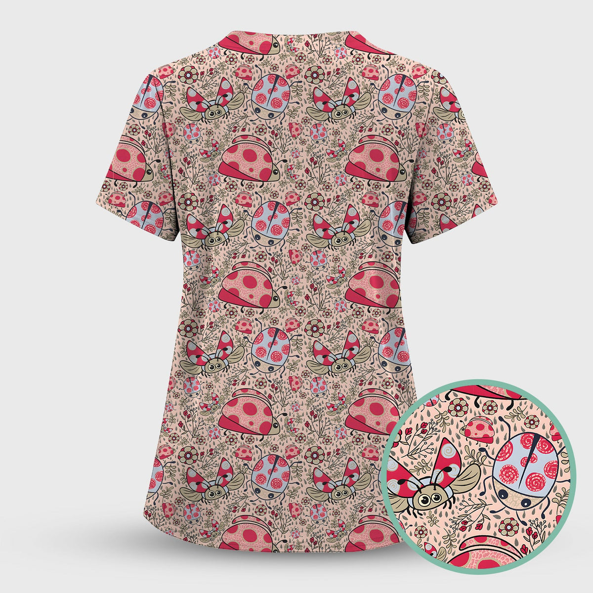 Ladybug Rain Garden Nurse Scrub Top