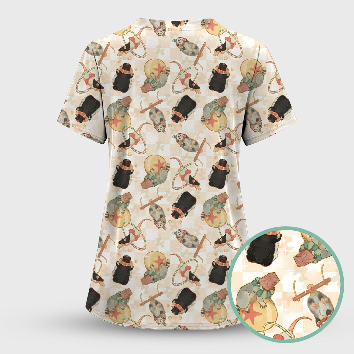 Circus Mouse Acrobat Nurse Scrub Top