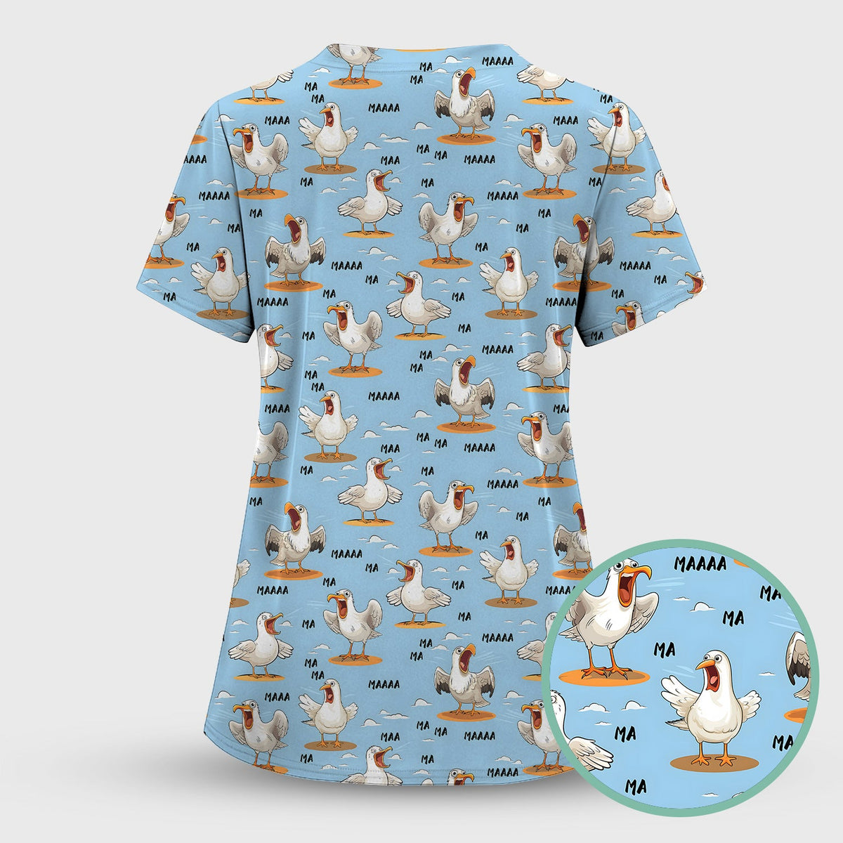 Screaming Seagull Sky Nurse Scrub Top