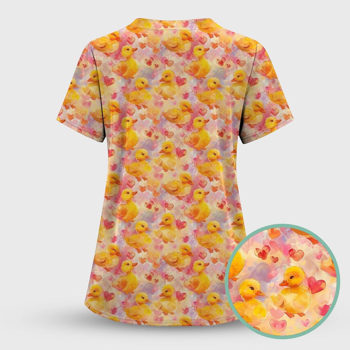 Duck Heart Watercolor Nurse Scrub Set