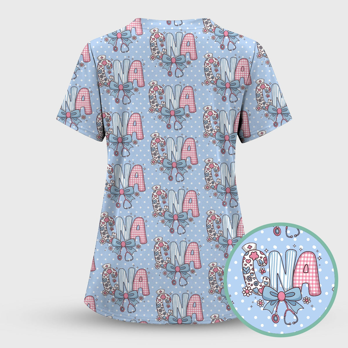Floral Bow Nurse Scrub Set