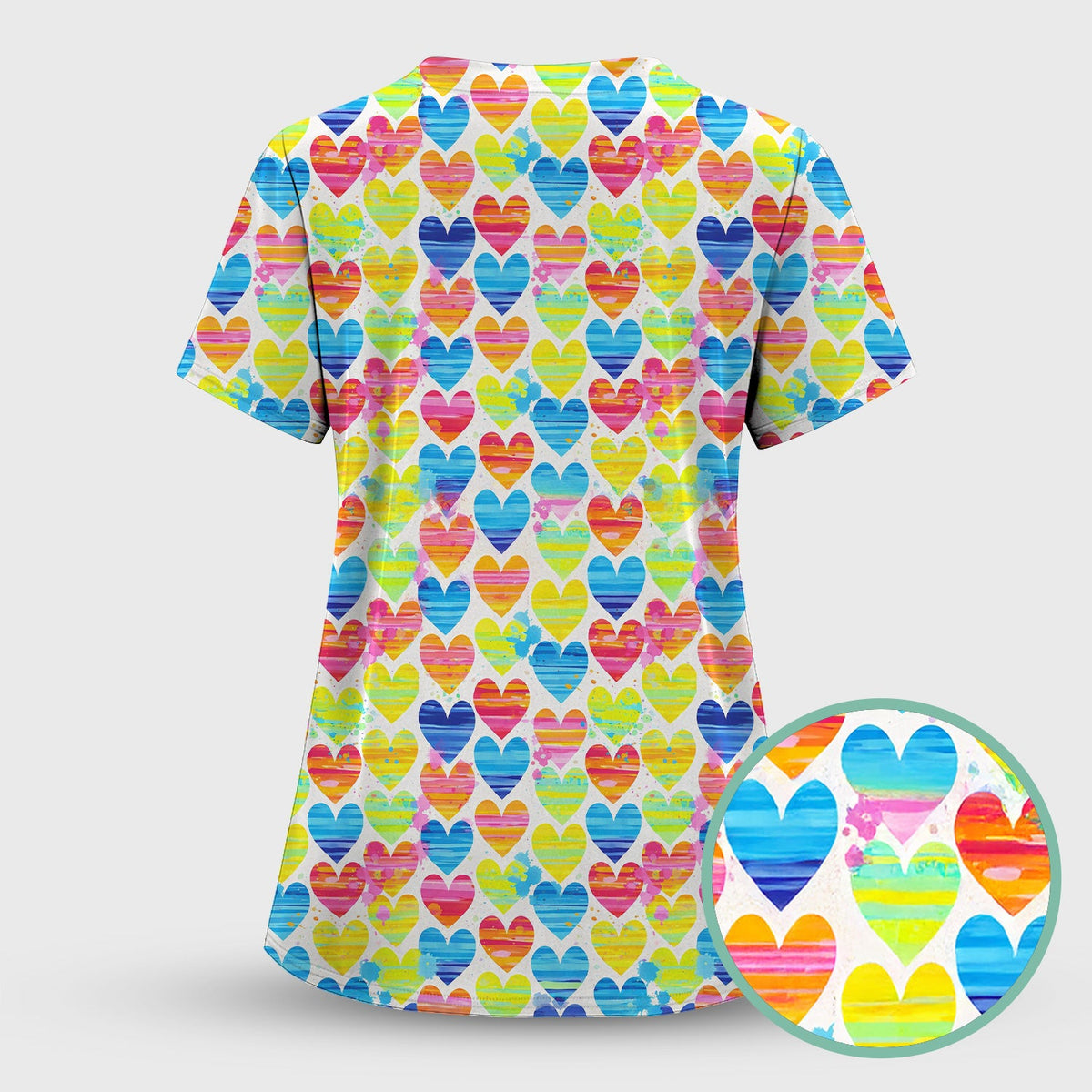 Rainbow Heart Nurse Scrub Set