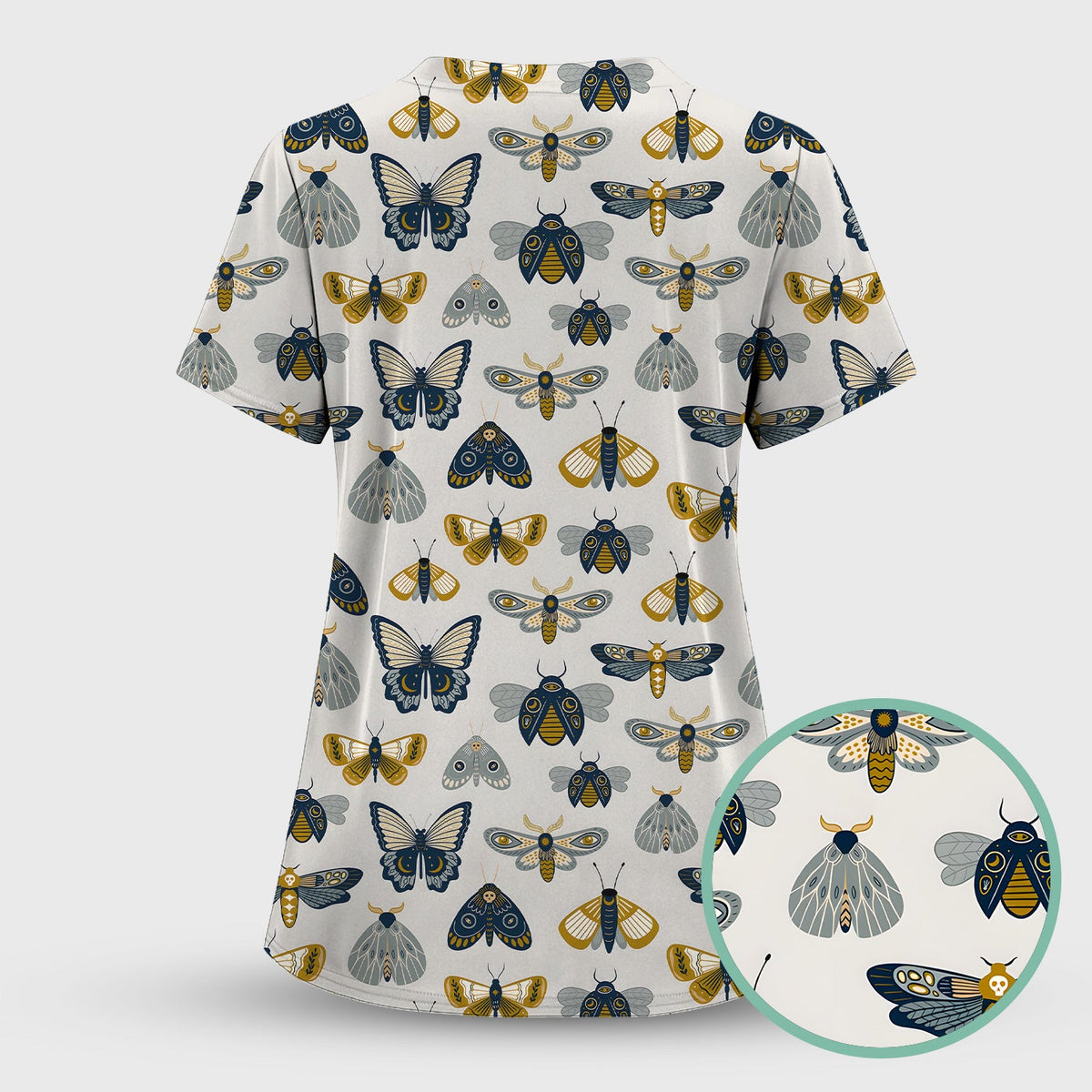 Butterfly Moth Insect Nurse Scrub Top